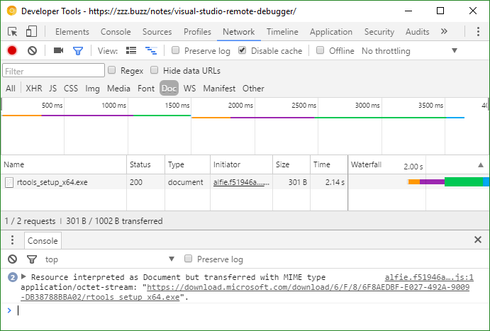 Resource interpreted as Document but transferred with MIME type application/octet-stream