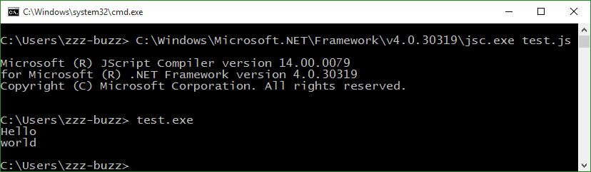 jsc test.js & test.exe