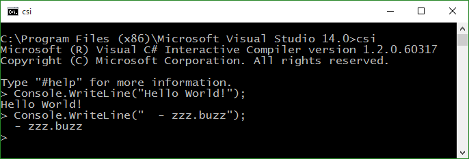 C# Interactive 命令行