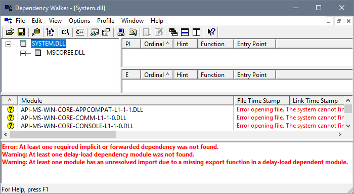 使用 Dependency Walker 查看 .NET 程序集的依赖