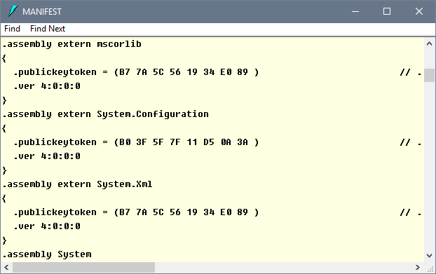 IL Disassembler MANIFEST